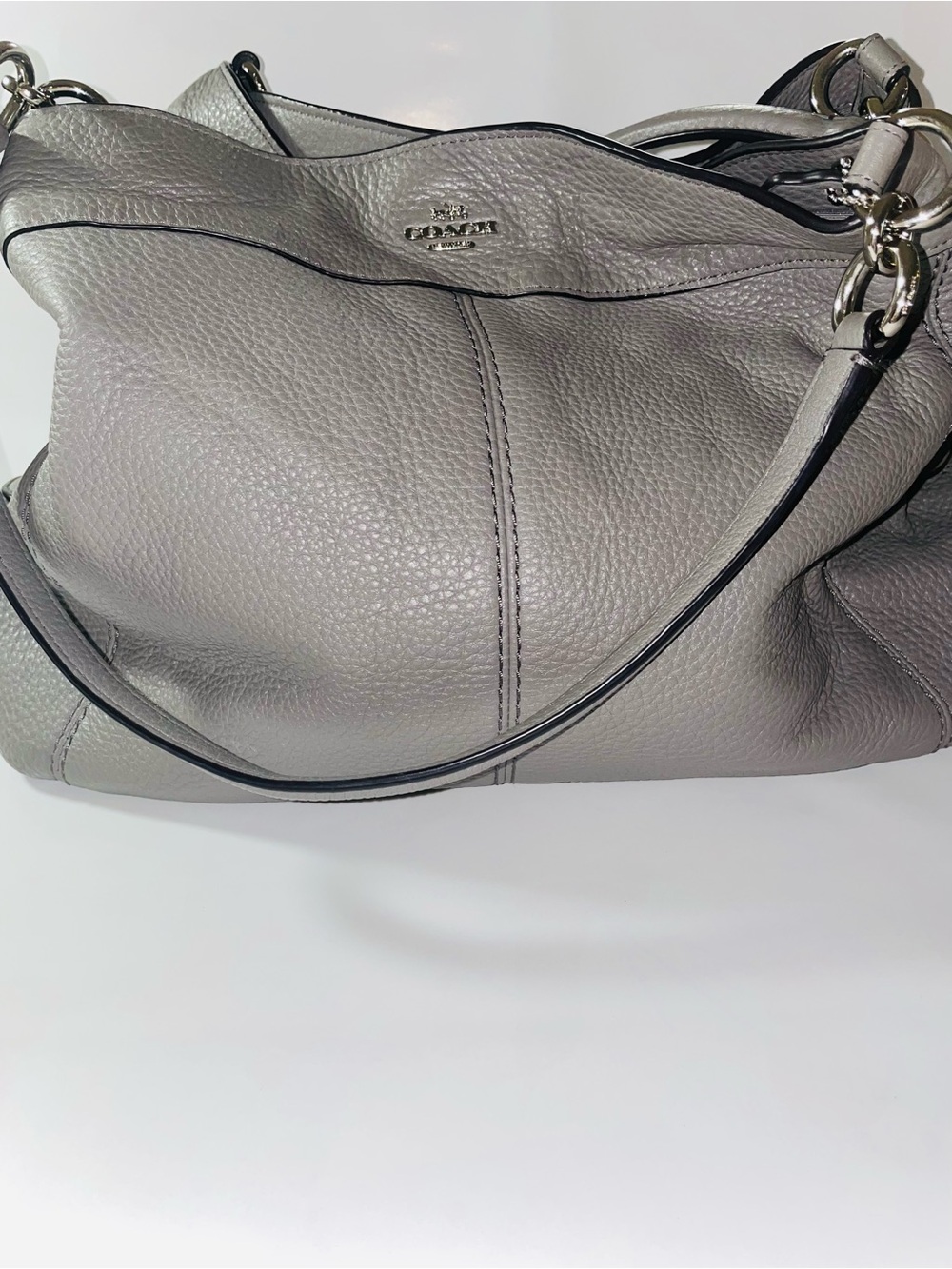 Coach Pebbled Leather Shoulder Bag in Gray